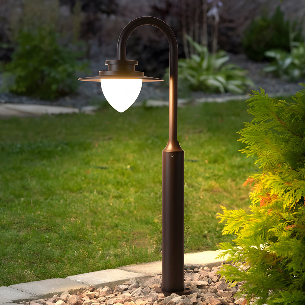 Minimalist Nordic Arc Arm LED Lawn Lamp Outdoor Post Lighting