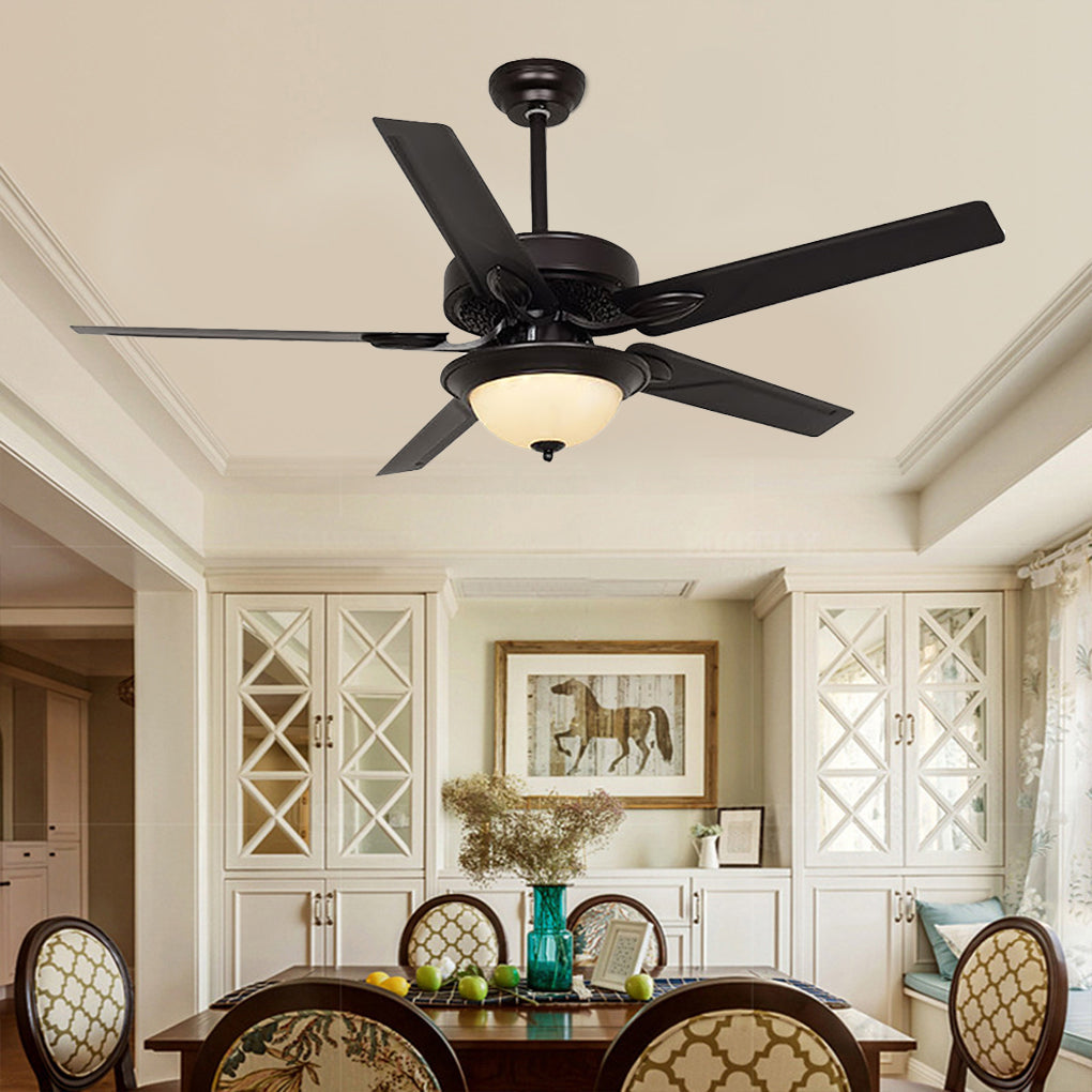 52-Inch Smart Mute Ceiling Fan Light with Remote Control and Timer