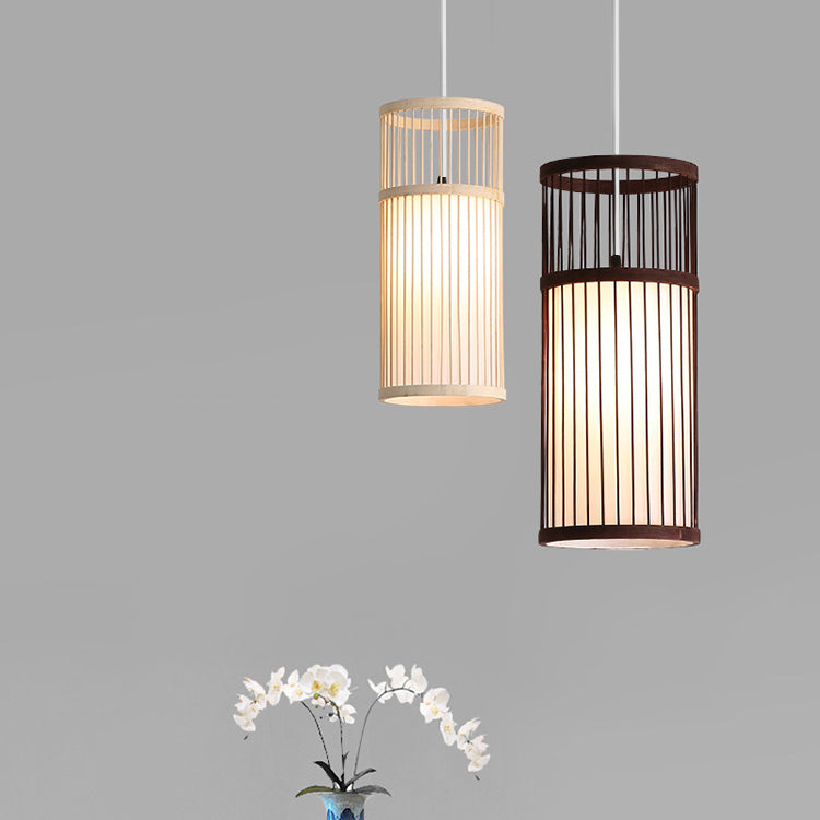Japanese Zen Bamboo Weaving Lantern Pendant Light - 1-Light Hanging Fixture for Tranquil Spaces