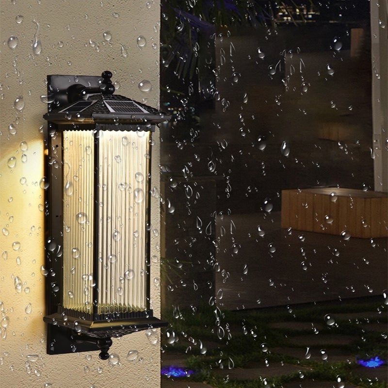 Vintage Striped Glass Waterproof LED Solar Wall Lights