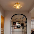 Traditional French Petal-Shaped 1-Light Semi-Flush Mount Ceiling Light for Living Room