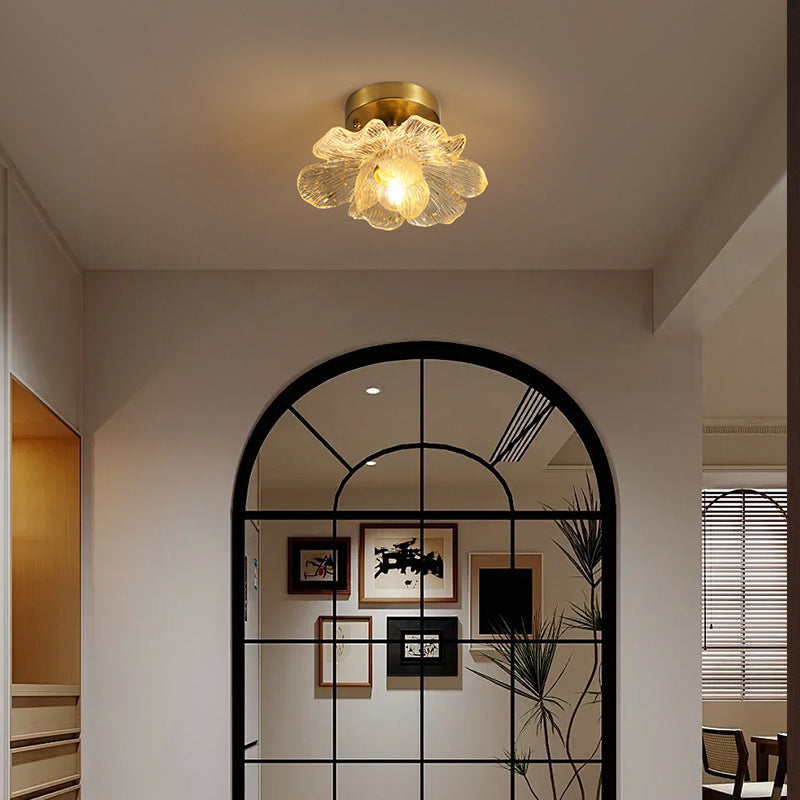 Traditional French Petal-Shaped 1-Light Semi-Flush Mount Ceiling Light for Living Room