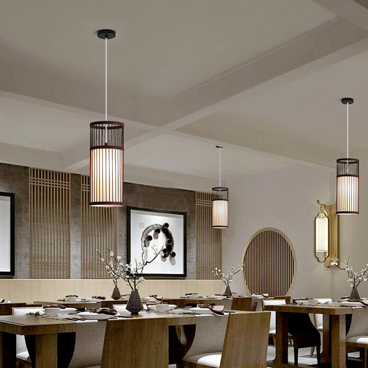Japanese Zen Bamboo Weaving Lantern Pendant Light - 1-Light Hanging Fixture for Tranquil Spaces