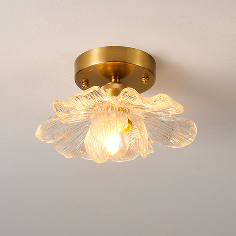 Traditional French Petal-Shaped 1-Light Semi-Flush Mount Ceiling Light for Living Room
