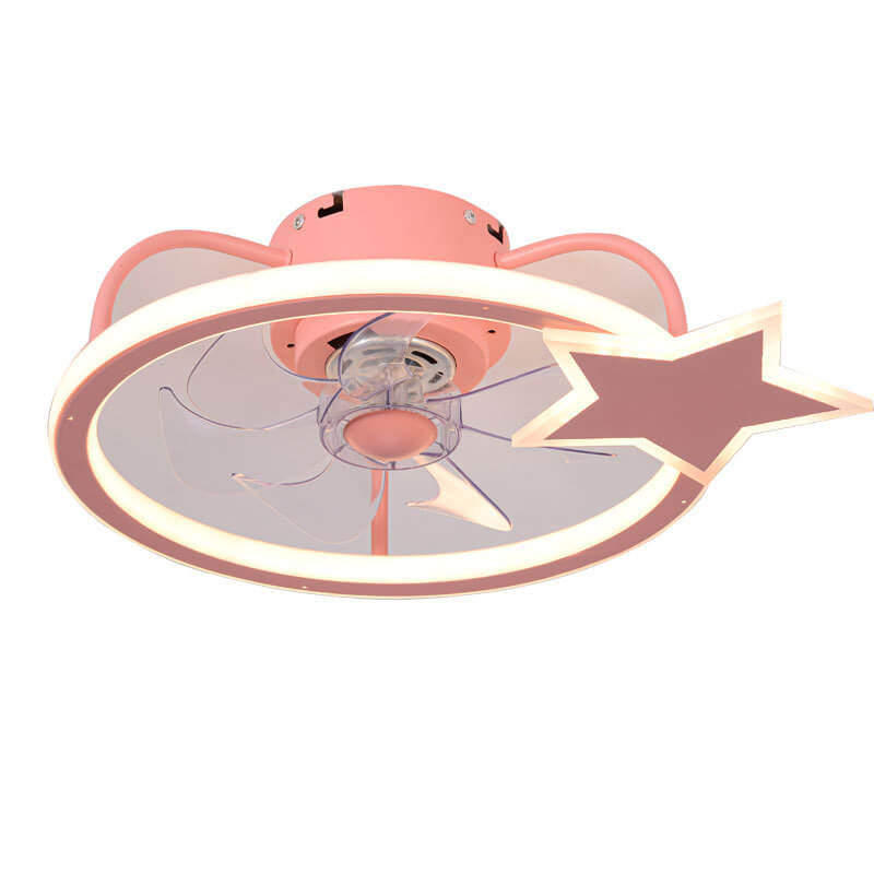 Child-Friendly Star Dolphin LED Ceiling Fan Light - Quiet Flush Mount Design