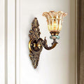 Traditional European Resin Zinc Alloy Glass Flower Wall Sconce for Living Room