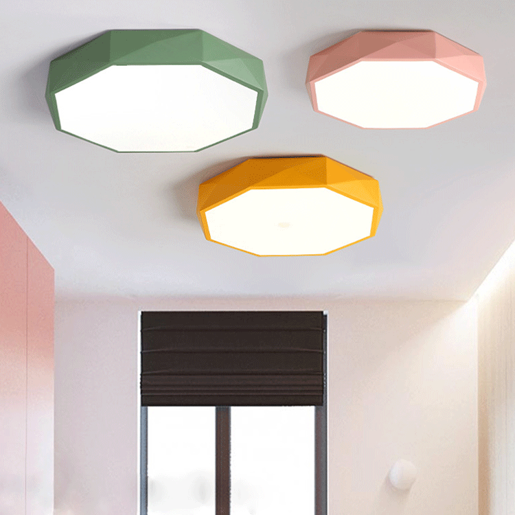 Contemporary Nordic Macaron Diamond Acrylic LED Ceiling Light for Living Room