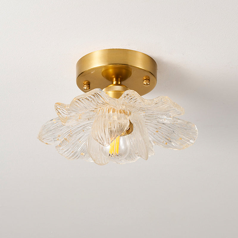 Traditional French Petal-Shaped 1-Light Semi-Flush Mount Ceiling Light for Living Room