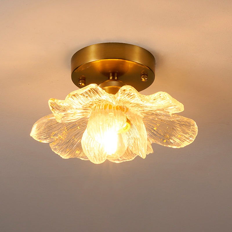 Traditional French Petal-Shaped 1-Light Semi-Flush Mount Ceiling Light for Living Room