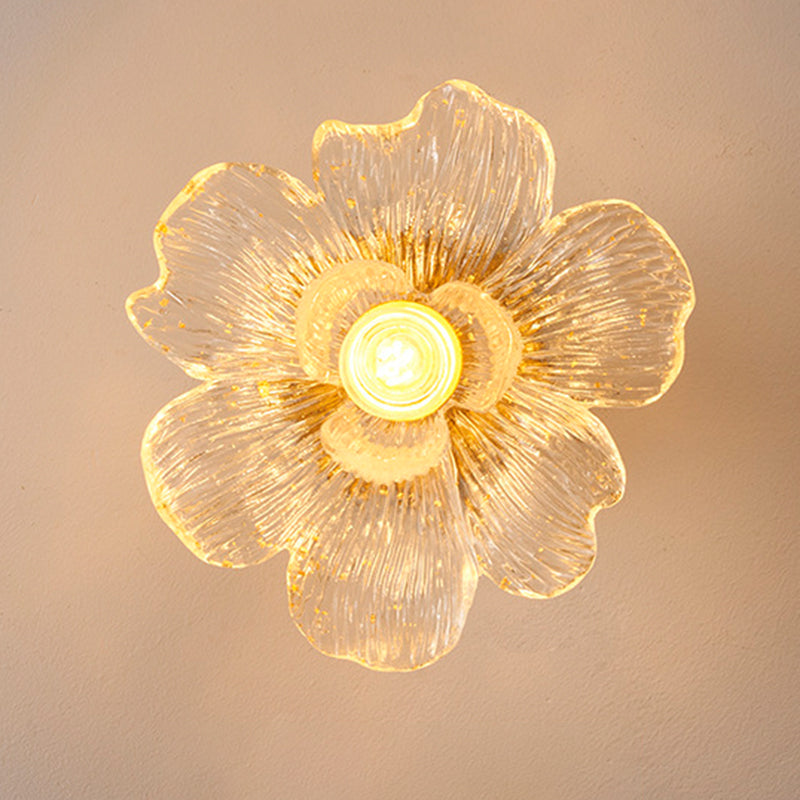 Traditional French Petal-Shaped 1-Light Semi-Flush Mount Ceiling Light for Living Room
