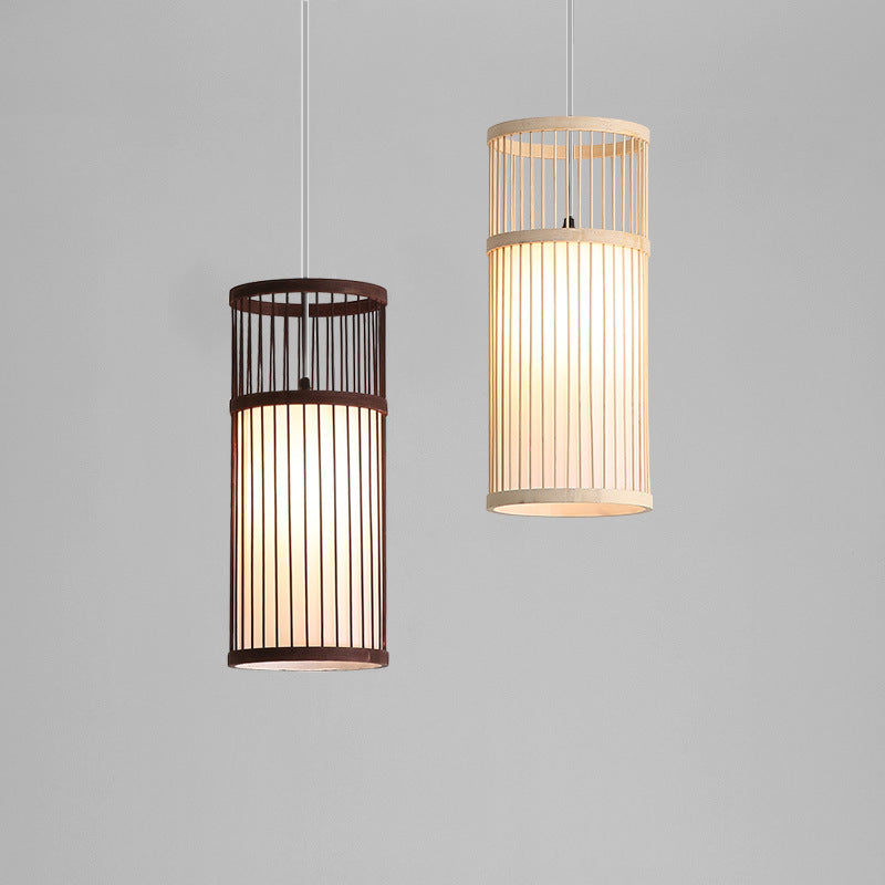 Japanese Zen Bamboo Weaving Lantern Pendant Light - 1-Light Hanging Fixture for Tranquil Spaces