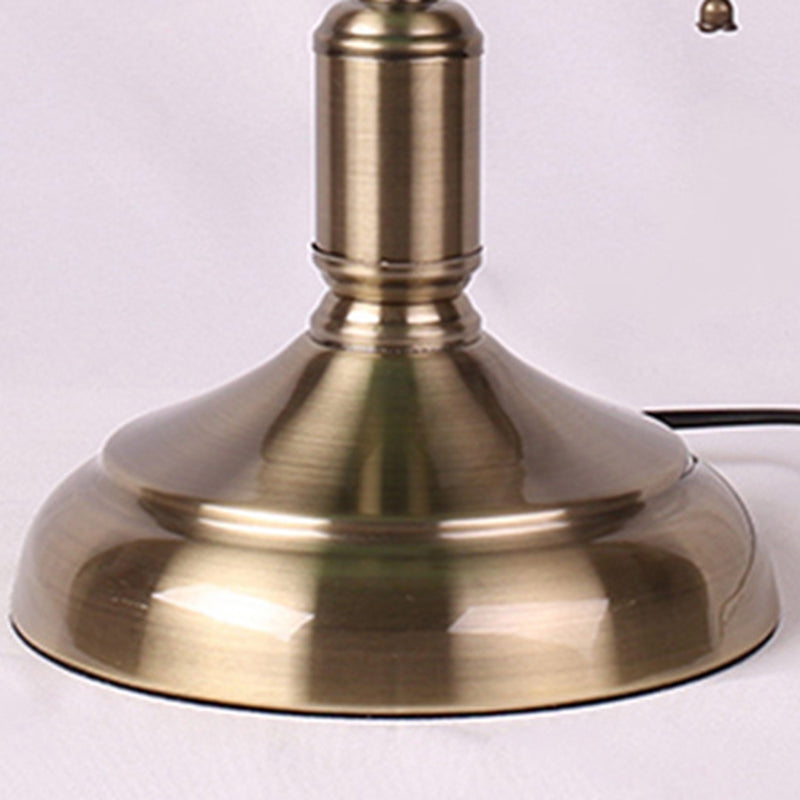 Traditional Vintage Glass Metal Pull Cord Switch 1-Light Bank Table Lamp for Bedroom | Rustic Desk Lighting Fixtures | Antique-Style Home Decor | Adjustable Brightness | Bedroom Nightstand Accent Lamp | Classic Design Table Lighting