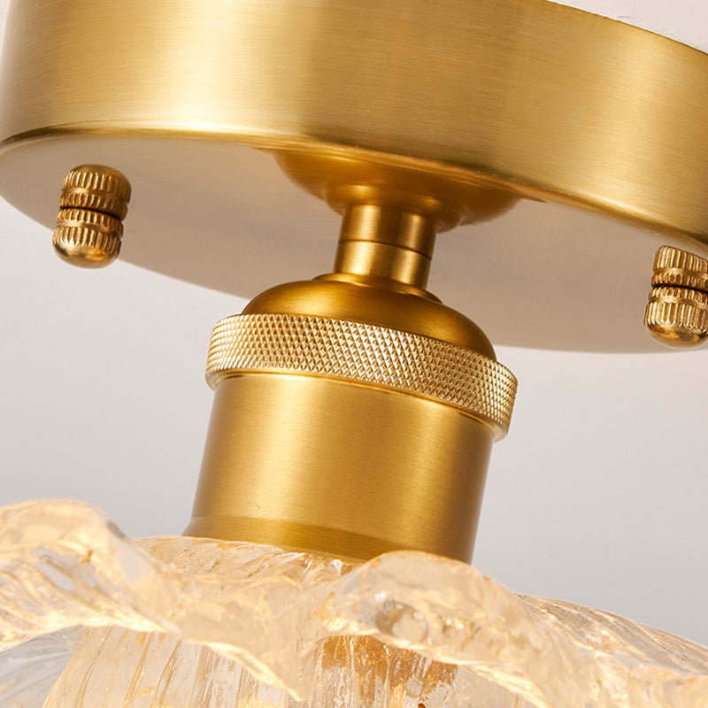 Traditional French Petal-Shaped 1-Light Semi-Flush Mount Ceiling Light for Living Room