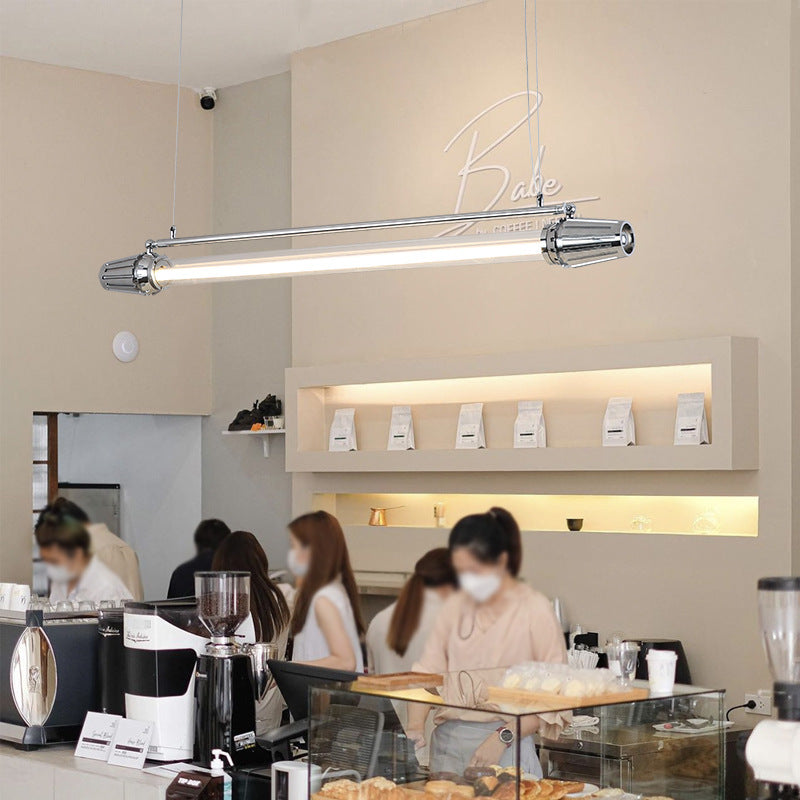 Contemporary Industrial LED Island Chandelier - Strip Aluminum & Acrylic Design for Dining Room