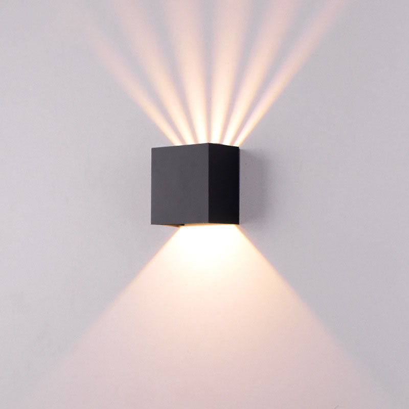 Modern Solid Color Aluminum LED Outdoor Wall Sconce - Waterproof Square Lamp