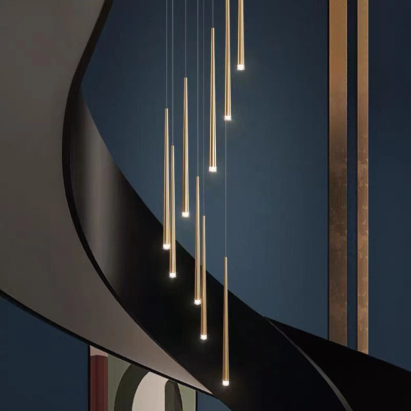 Modern Minimalist Tapered Tube LED Island Chandelier - Iron & Acrylic Design