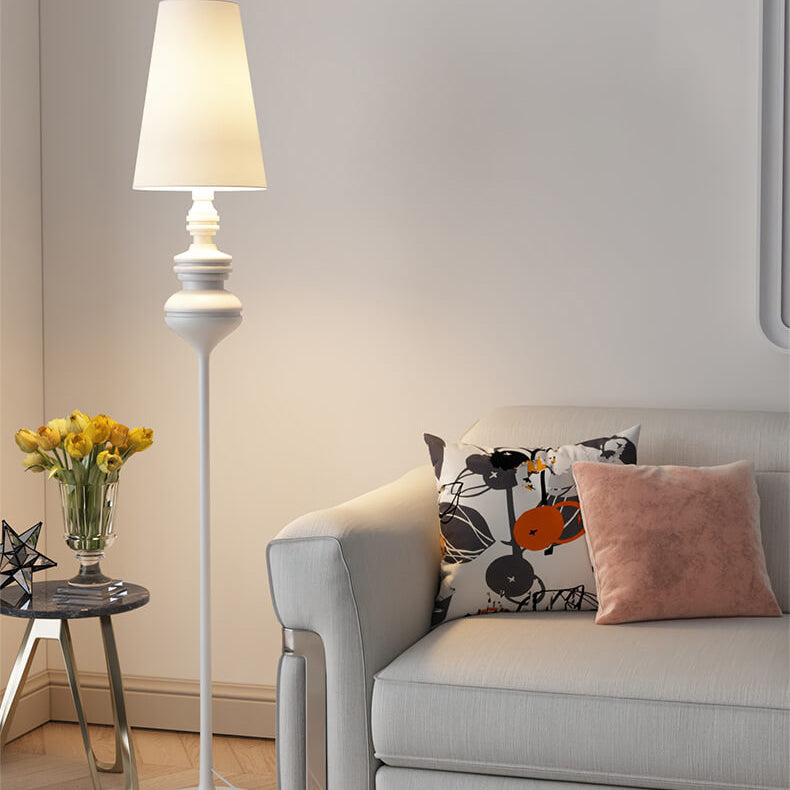 Modern Transitional Fabric Cone Iron Base Floor Lamp - 1-Light for Living Room