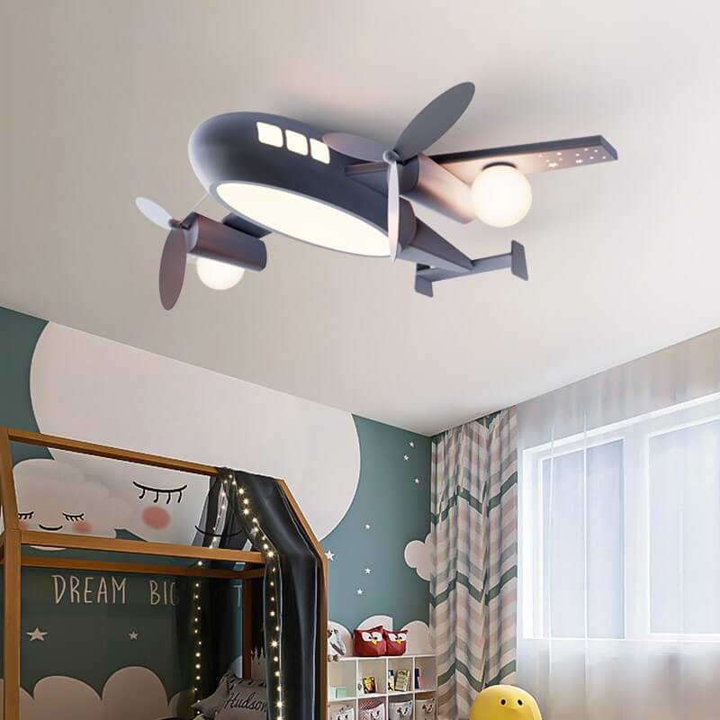 Nordic Creative Kids Cartoon Wrought Iron Airplane LED Flush Mount Ceiling Light for Children's Room, Bedroom, Nursery, Playroom, Modern Kids Lighting, Airplane Decor, Unique Ceiling Fixture, Adjustable Brightness, Energy Efficient, Child-Friendly Design