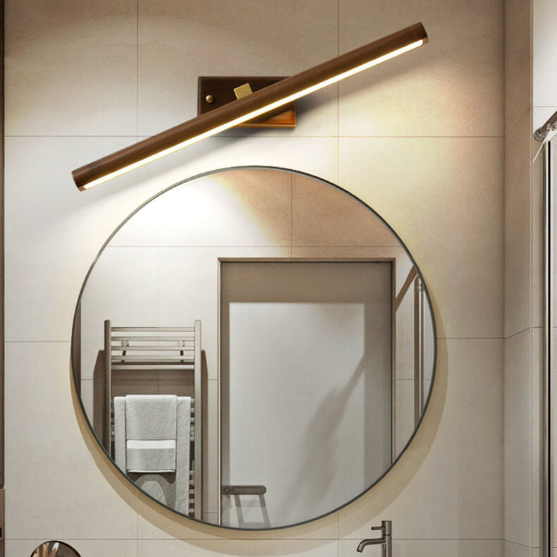 Nordic Minimalist Beechwood & Copper LED Wall Sconce - Bathroom & Living Room Mirror Lamp
