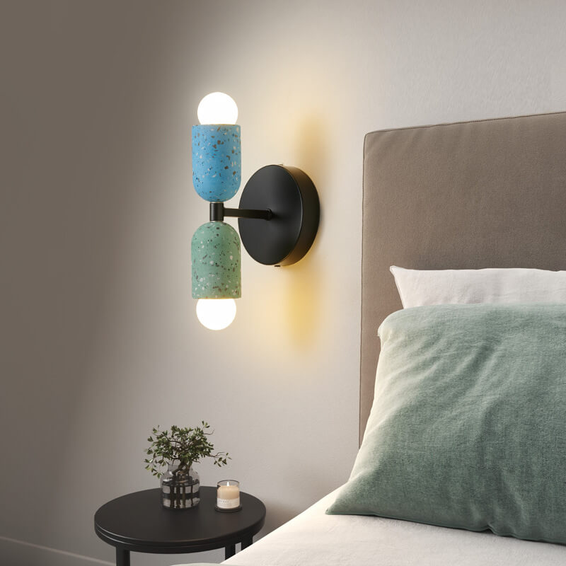 Modern Wabi-Sabi Iron Cement Wall Sconce Lamp - 2-Light Design