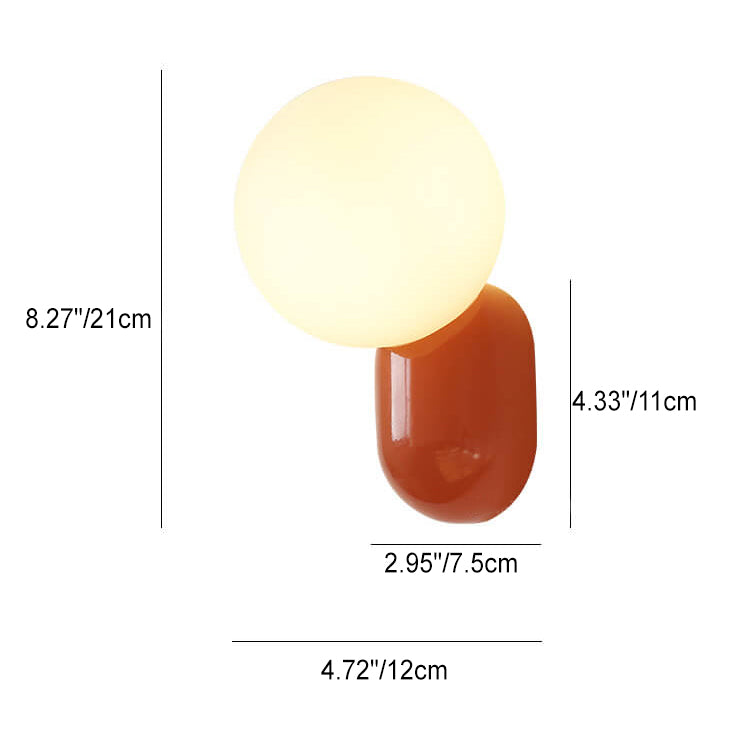 Macaron Cream Resin Glass Ball Wall Sconce Lamp - 1-Light Modern Decor