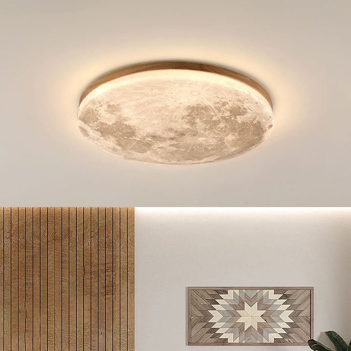 Modern Minimalist LED Flush Mount Ceiling Light - Round PVC Acrylic Moon Design for Living Room