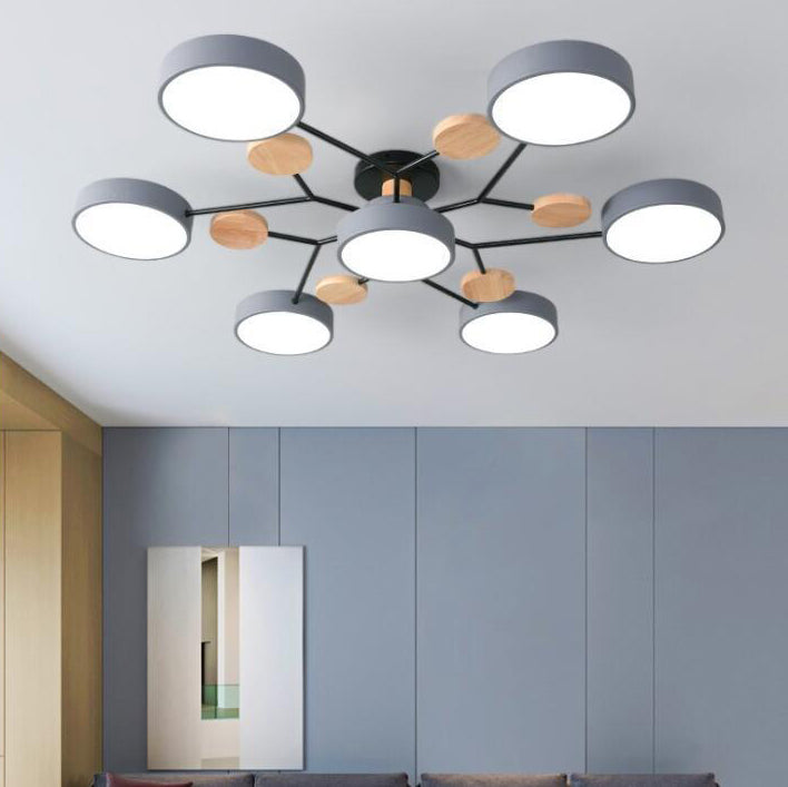 Contemporary Scandinavian Round Molecule Branch LED Ceiling Light for Living Room