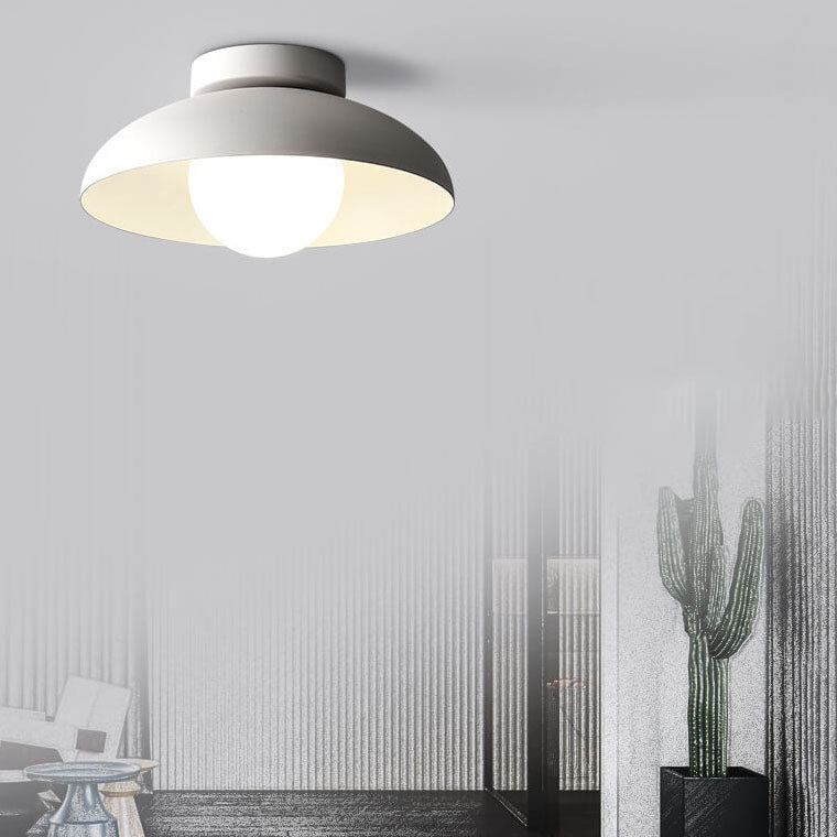 Contemporary Nordic Wabi-Sabi Iron Glass Semi-Flush Mount Light