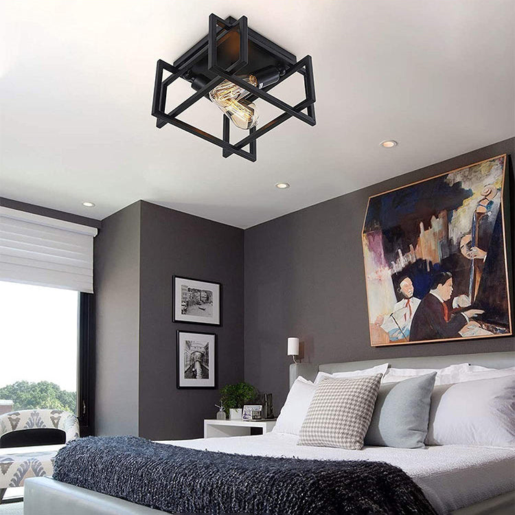Contemporary Industrial Square Iron 2-Light Semi-Flush Mount Ceiling Light 

Upgrade your living room decor with this stylish contemporary industrial 2-light semi-flush mount ceiling light. Crafted from durable iron with a sleek square design, this fixtur
