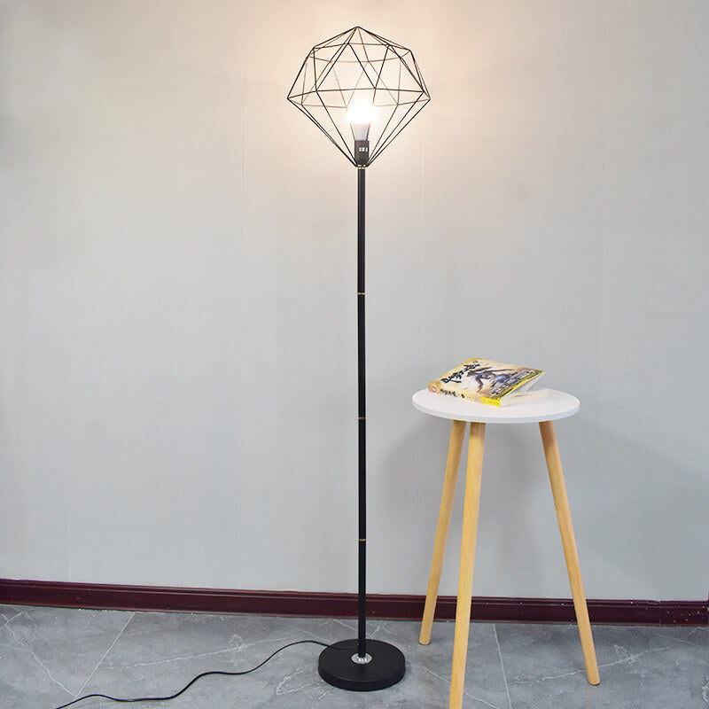 Contemporary Iron Hollow Diamond 1-Light Floor Lamp for Study