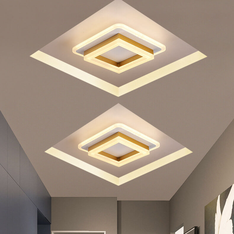 Nordic Simple Acrylic LED Flush Mount Ceiling Light - Square Circle Iron Design