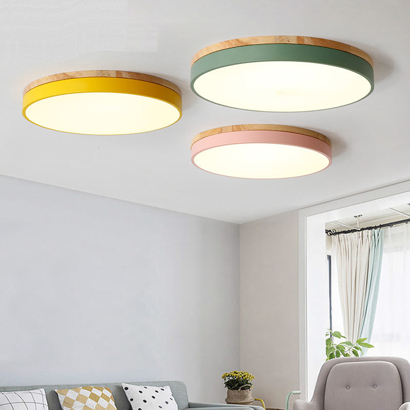 Modern Minimalist Macaron Acrylic LED Flush Mount Ceiling Light for Bedroom