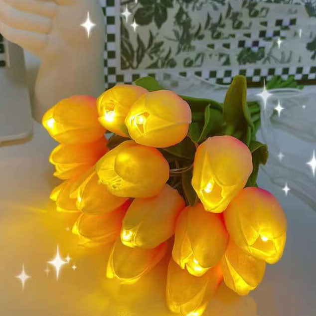 Tiffany-Style LED Tulip Table Lamp - Vintage Floral Design Lighting