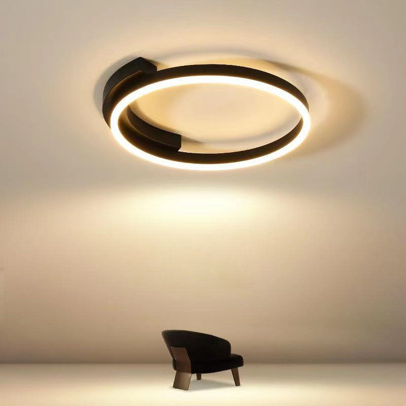 Modern Minimalist LED Flush Mount Ceiling Light – Acrylic & Aluminum Circle Ring for Living Room