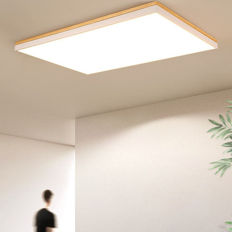 Modern Minimalist Solid Wood LED Flush Mount Light for Living Room