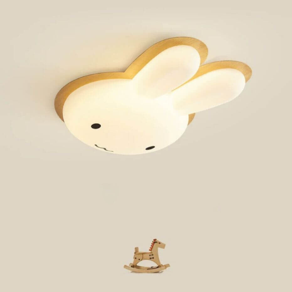 Modern Funny Bunny Kids Iron Acrylic LED Flush Mount Light - Cute Kids Room Lighting, Playful Bunny Design, Energy Efficient Bedroom Fixture, Nursery Ceiling Lamp, Childrens Room Decor, Fun Kids Lighting, Stylish LED Flush Ceiling Light for Toddlers, Uniq