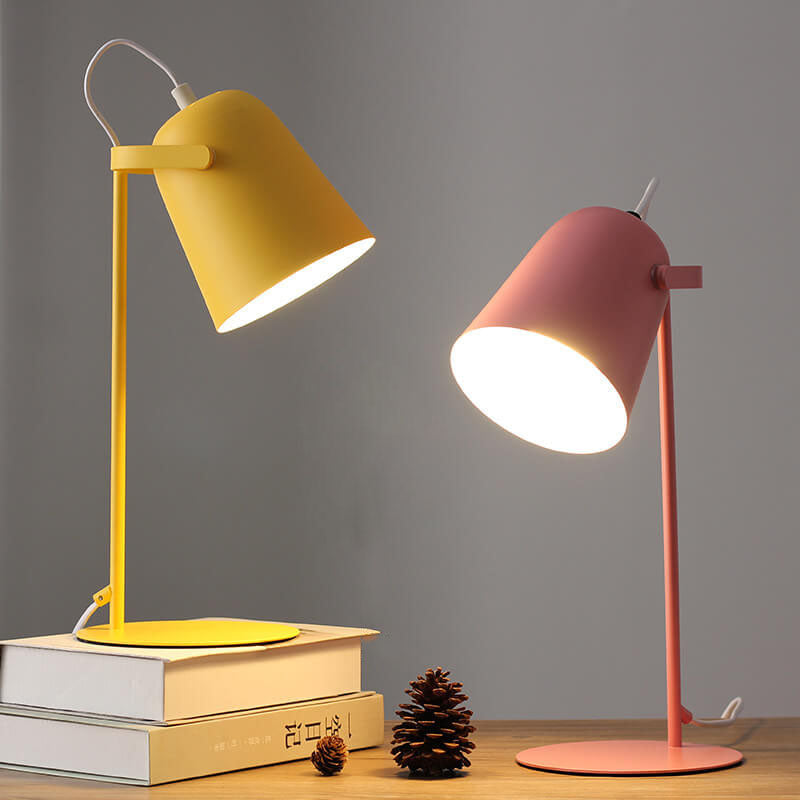 Nordic Macaron Color Iron Bucket Table Lamp 1-Light Design