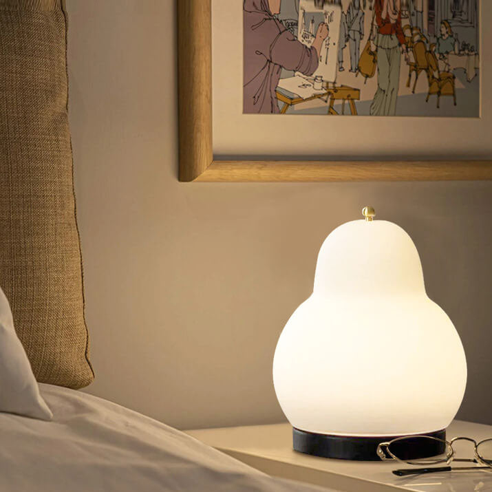 Traditional French Cream Pear Shape LED Rechargeable Touch Table Lamp for Bedroom Nightstand Lighting Decorative Accent Soft Warm White Glow Modern Minimalist Design Portable Cordless Dimmable Bedside Lamp Stylish Home Decor Unique Gifts for Her