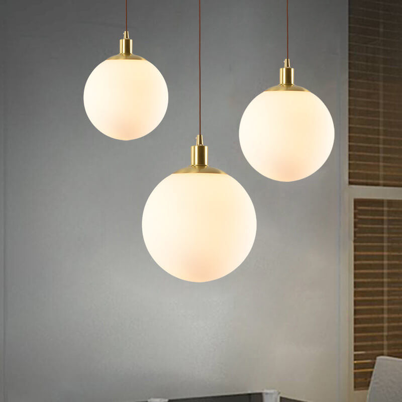 Contemporary Nordic Minimalist White Orb 1-Light Pendant for Bedroom
