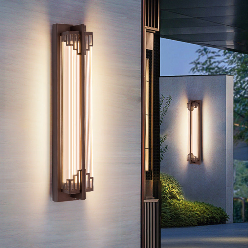 Traditional Chinese Waterproof Stainless Steel LED Wall Sconce for Outdoor Patio