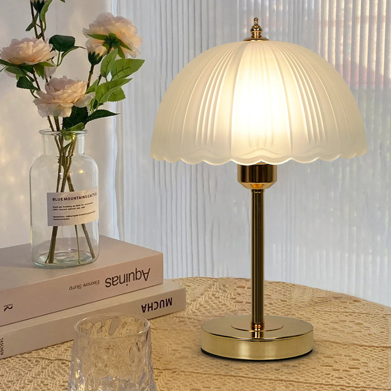 Contemporary Nordic Iron Glass Dome Table Lamp - 1-Light Nightstand Lamp for Bedroom