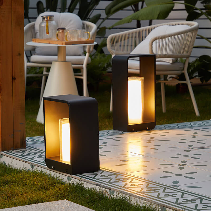 Modern Minimalist Square Frame Stainless Steel LED Landscape Light - Waterproof Acrylic Outdoor Patio Lighting