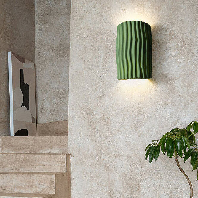 Contemporary Nordic Resin Striped Wall Sconce 2-Light Lamp for Living Room