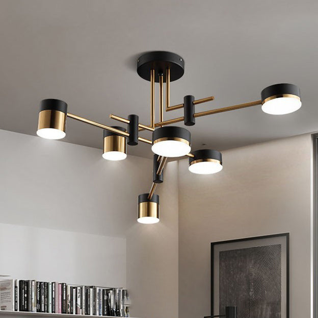 Scandinavian Iron Acrylic Round LED Semi-Flush Mount Ceiling Light for Living Room