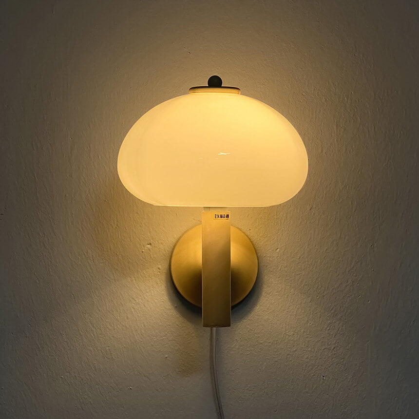 Contemporary Nordic White Glass Dome Wall Sconce - 1-Light Mushroom Lamp for Bedroom