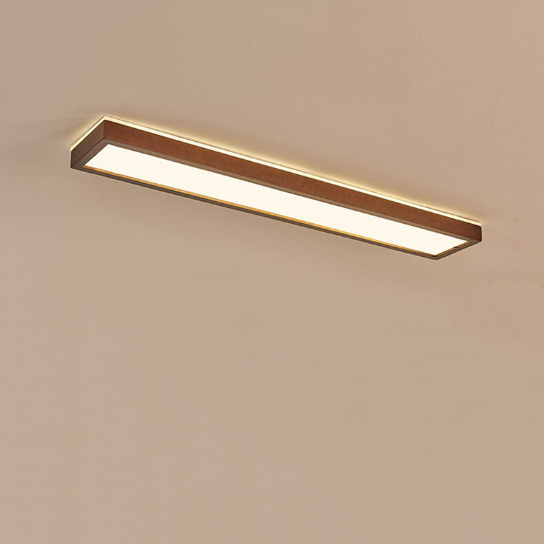 Japanese Minimalist Walnut LED Flush Mount Ceiling Light