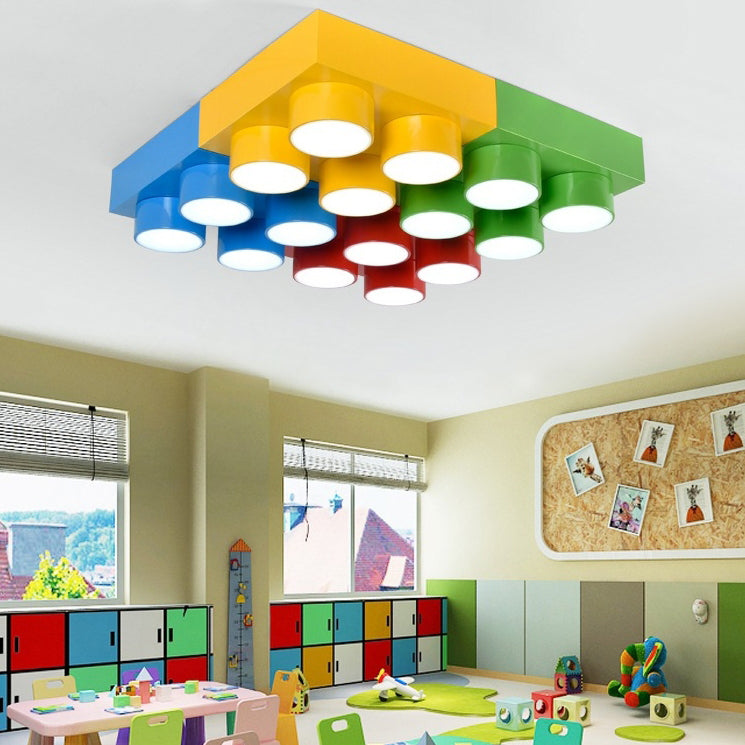 Contemporary Square Iron LED Flush Mount Ceiling Light for Bedroom