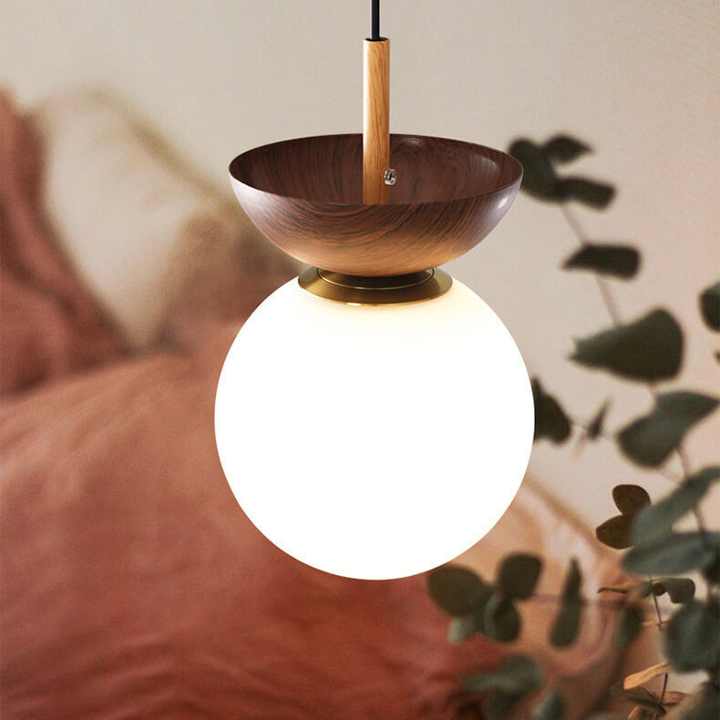 Modern Minimalist Glass Iron Orb Semi-Flush Mount Light Pendant for Living Room