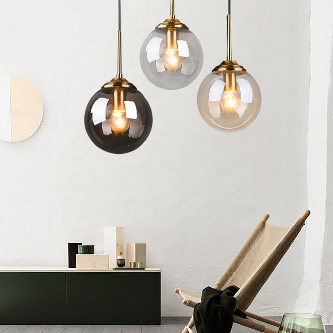 Contemporary Nordic Copper Glass Shade Island Light Chandelier - 1/3/5-Light for Dining Room