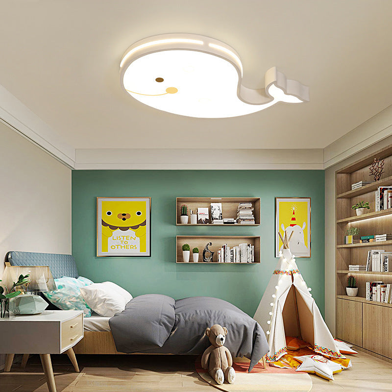 Contemporary Cartoon Whale Acrylic LED Ceiling Light for Kids' Bedroom